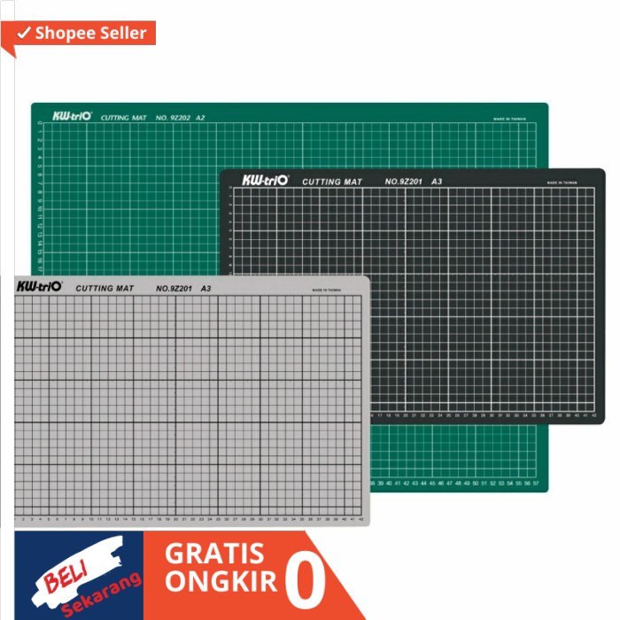 

Cutting Mat Size A3, Double Sided Self Healing A1.Merek Taiwan KW-TRIO - Hitam, 1 pcs Wolfe