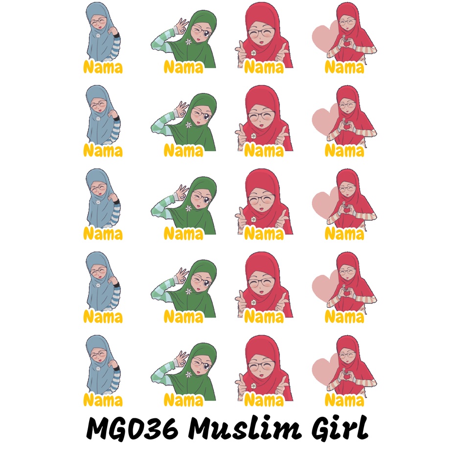 

Sticker Nama Cutting Label Waterproof Tahan Air Muslim Girl 36 (MG036)