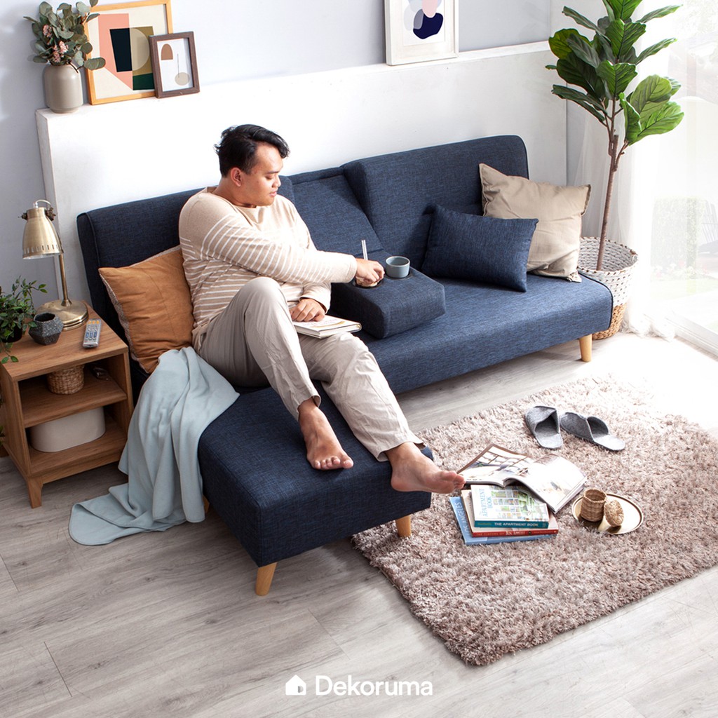 Dekoruma Daito Sofabed L Set dengan Stool (Kursi Tamu Sofa Bed Minimalis Modern)-3