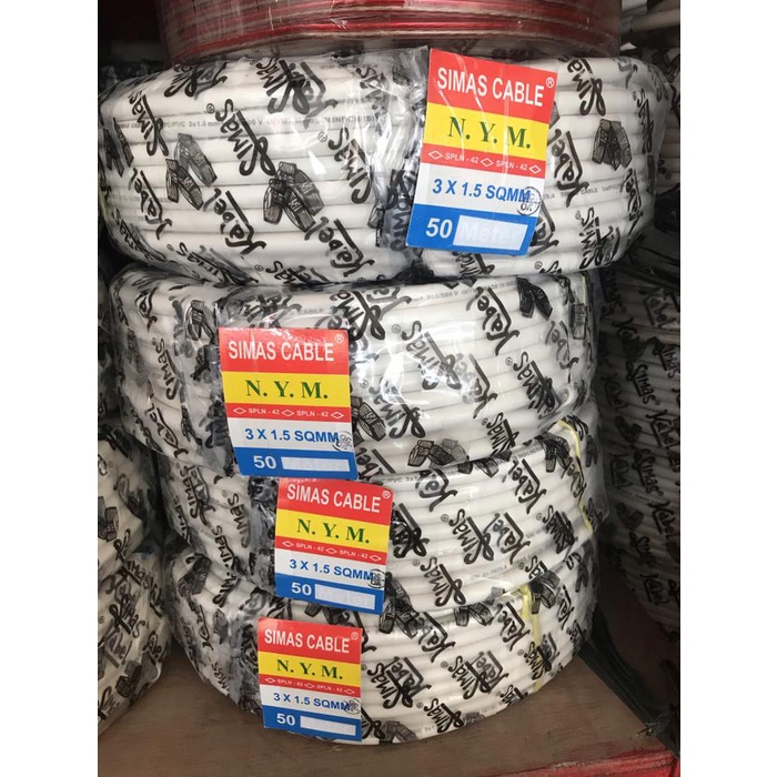 kabel listrik tembaga 3x1 5 sni merk simas