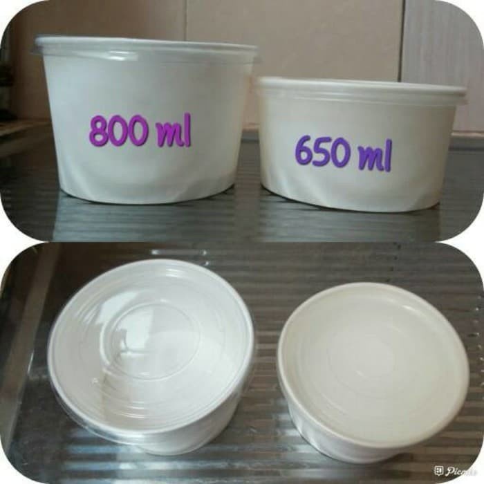 Paper Bowl 650ml mangkuk kertas tahan panas microwave Body + tutup