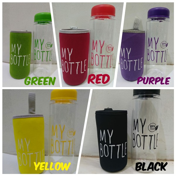 MY BOTTLE BENING SARUNG BUSA 500ML LOGO BPA FREE / MY BOTTLE TRANSPARANT + SARUNG