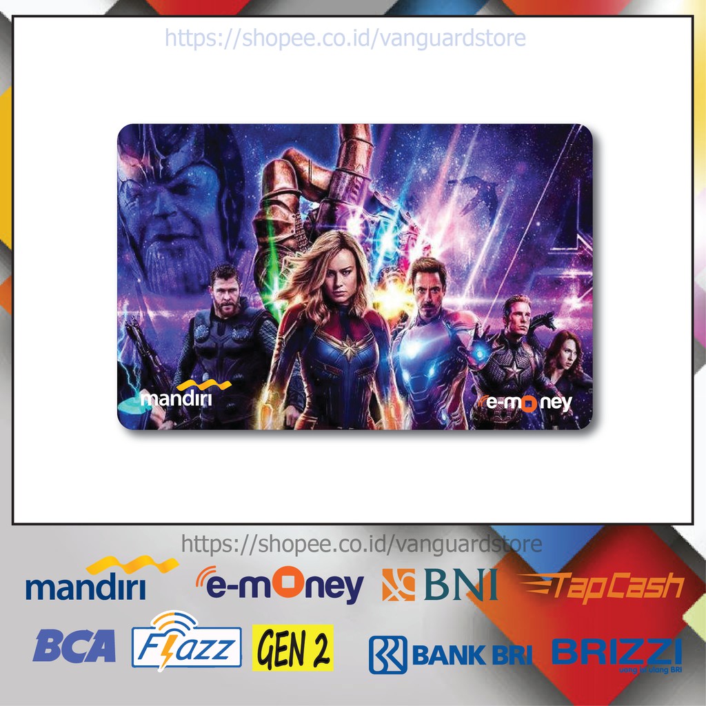 KARTU E MONEY E TOLL AVENGERS ENDGAME CAPTAIN MARVEL ANIME 3 EMONEY MANDIRI FLAZZ TAPCASH BRIZZI