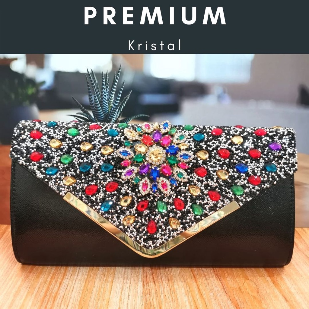 TAS PESTA CLUTCH KONDANGAN KRISTAL SWAROVSKI IMPORT MAC 67 HANDBAG HAND BAG SELEMPANG SLEMPANG SLING BAG JINJING TALI RANTAI WANITA CEWEK CEWE PEREMPUAN FASHION TERBARU KEKINIAN MEWAH ELEGAN IMPORT