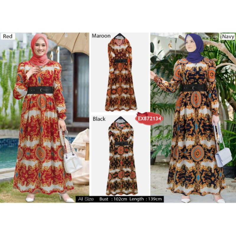 Gamis EXTU Versace Import Premium ( Busui + Lengan Balon )