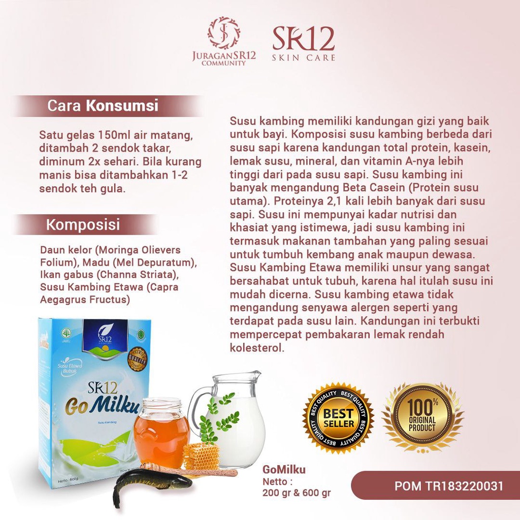 Susu Kambing Etawa Susu Etawaku Platinum Go Milku SR12 Susu Go Milku SR12 Susu Penggemuk Badan BPOM