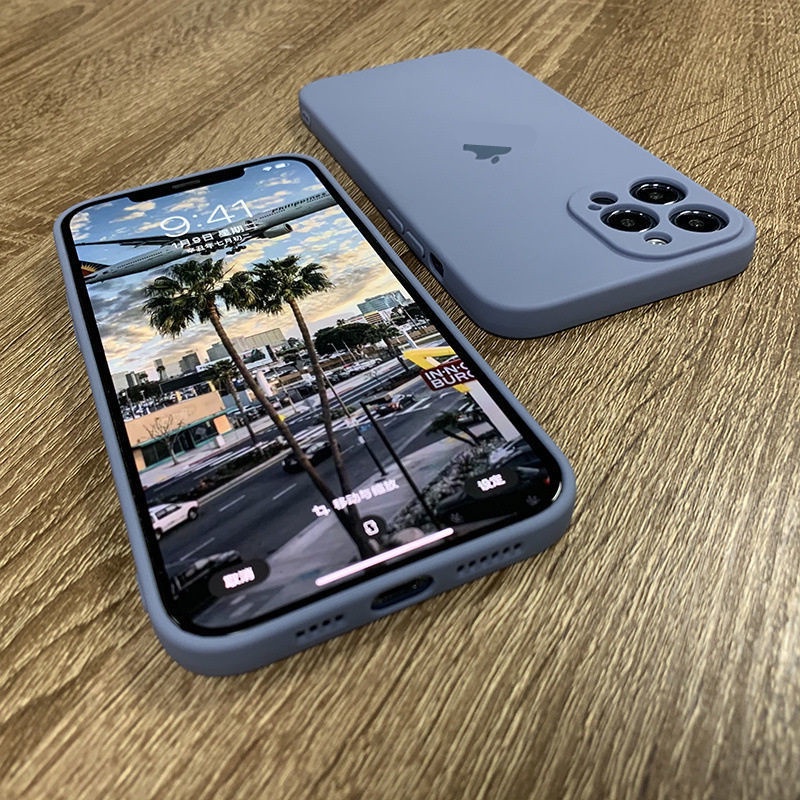 Case Pelindung Lensa Penuh Bahan Silikon Cair Bentuk Kotak Tahan Banting Untuk iphone 13 pro 12 11 pro max xs max xr x xs 7 8 plus