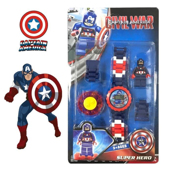 Hot Promo! JAM TANGAN ANAK LEGO CAPTAIN AMERICA CIVIL WAR AVENGERS LEGO WATCH Baru!