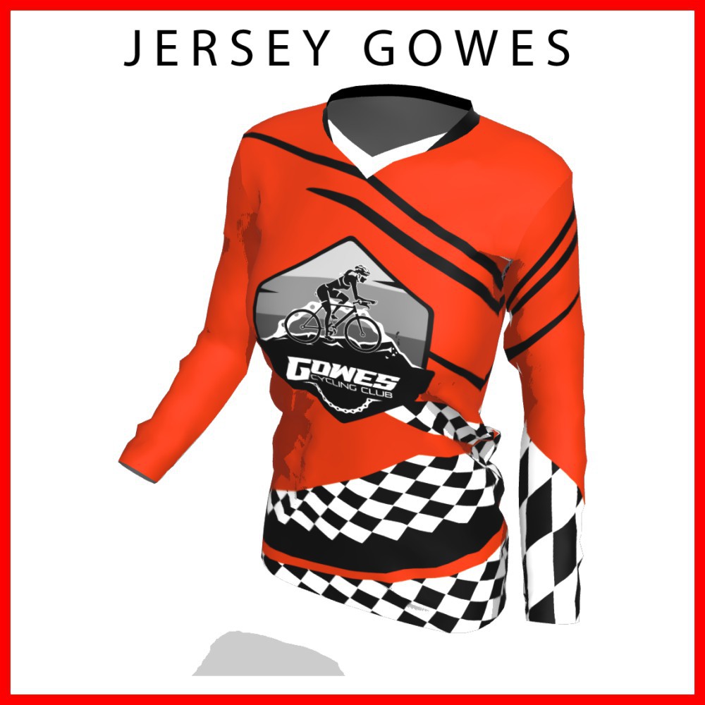Baju Kaos Jersey Sepeda Gowes Wanita Cewek Perempuan Lengan Panjang Printing-146