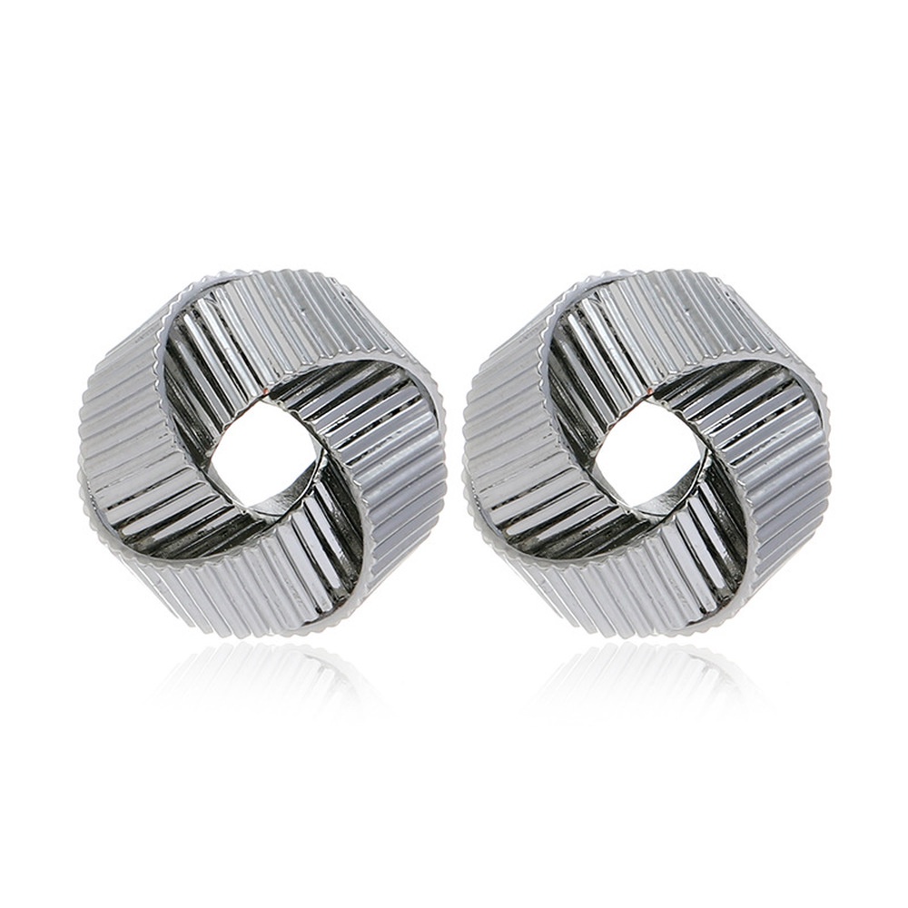 Anting Tusuk Model Geometri Twist Bahan Metal Warna Gold / Silver Untuk Wanita