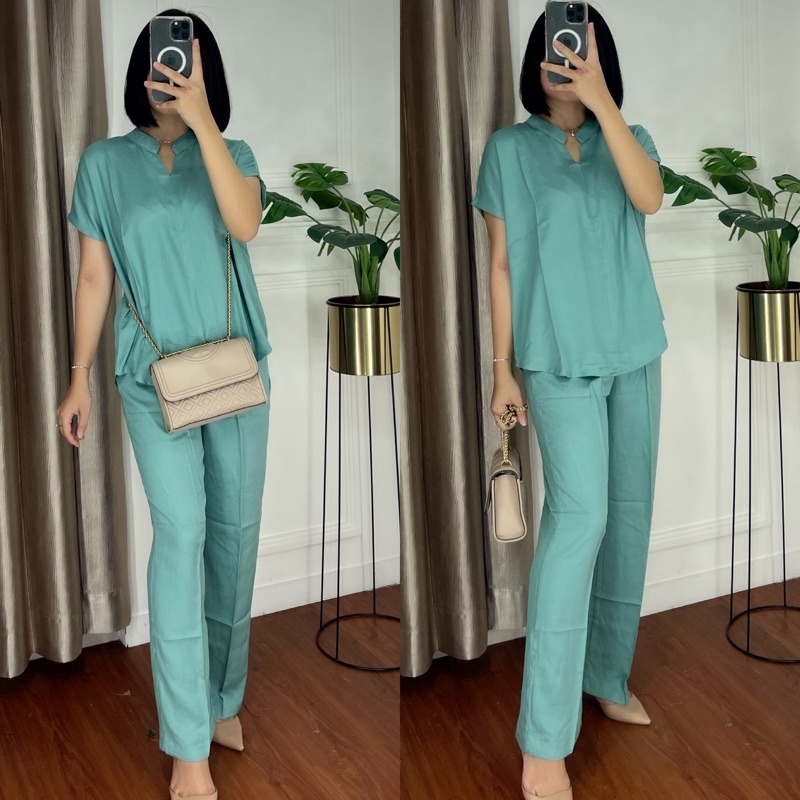 ONE SET TWILL PIYAMA SET TWILL/PAJAMAS/DAILY ONE SET/SETELAN / SETCEL / KEMEJA RAYON / RAYON TWILL-EMINA TWILL