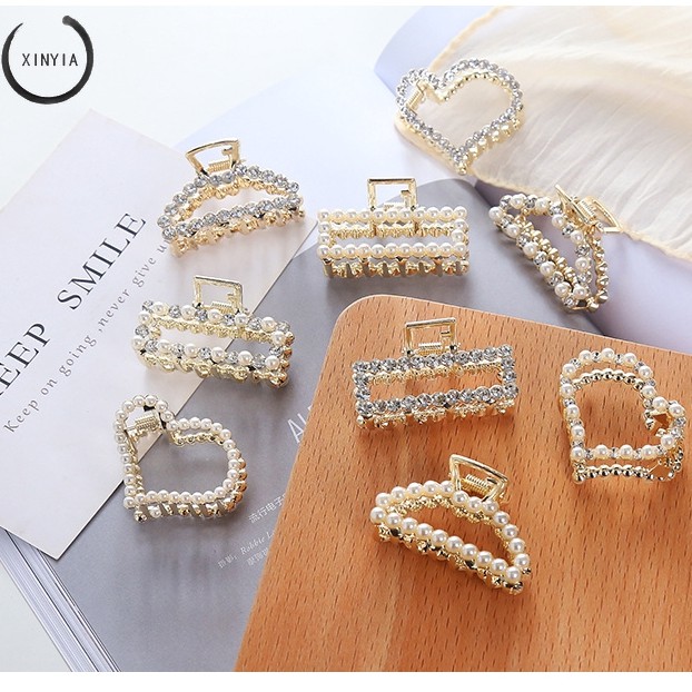 Jepit Rambut Bentuk Geometri Bahan Metal Warna Gold untuk Wanita