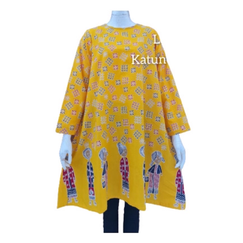 Tunik Cantik Tejo Kuning Longblouse Lengan Panjang Bu Tedjo