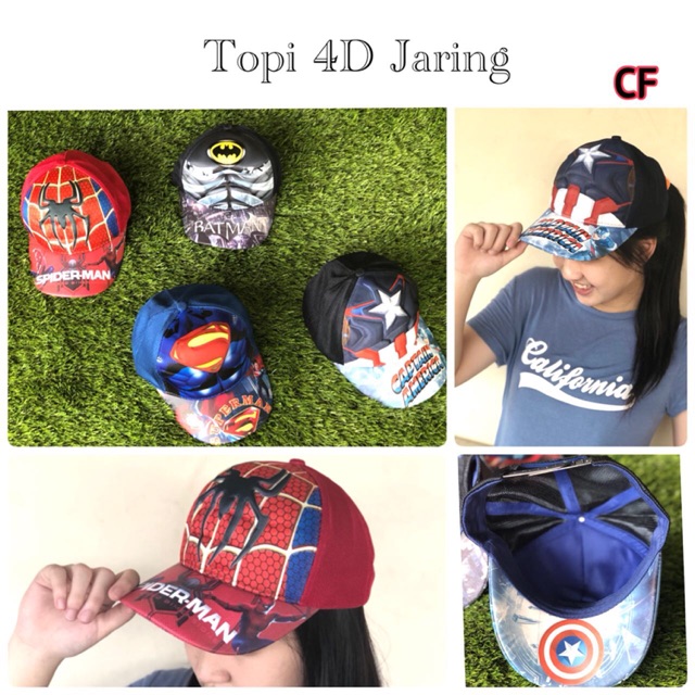 Topi unisex 4 D jaring superhero marvel