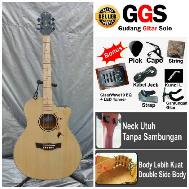 gitar akustik elektrik tuner bonus komplit