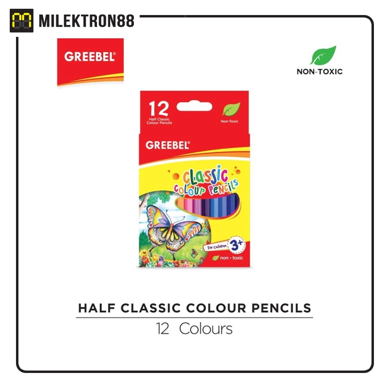 

GREEBEL Half Classic Colour Pencils 12 Warna Non-Toxic 3012