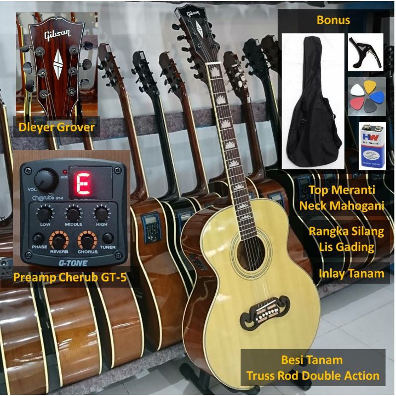 Gitar akustik elektrik preamp equalizer model gibson j200 LC5