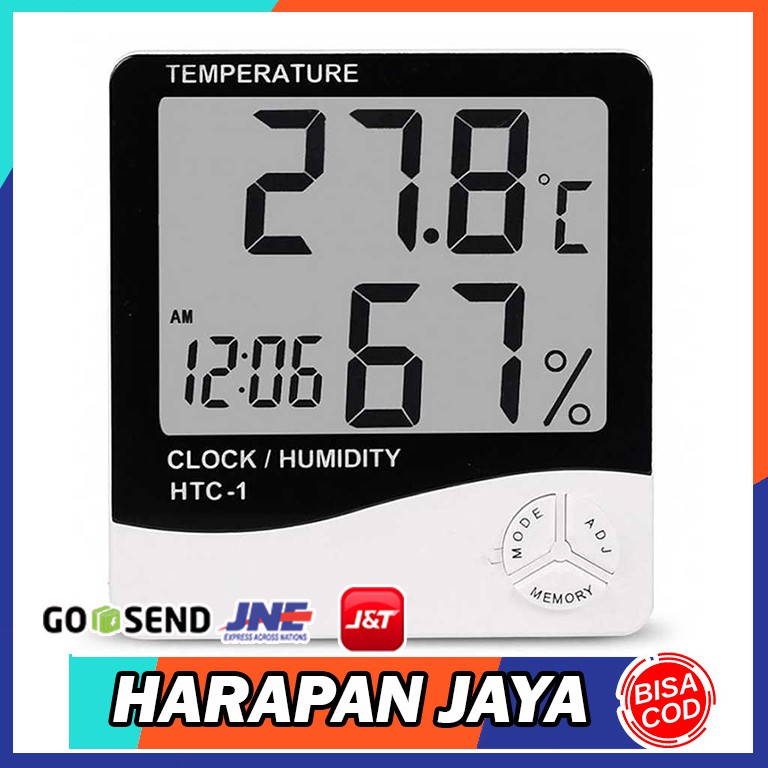 Digital Temperature Humidity Meter + Clock Calender - HTC-1