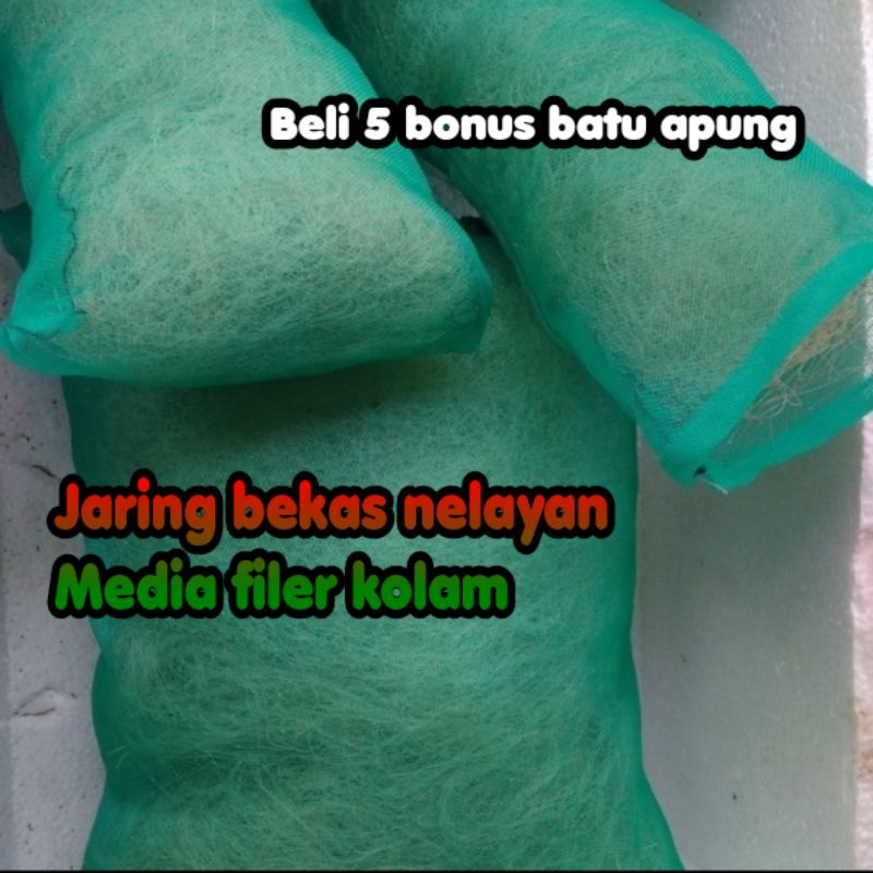 Jaring bekas nelayan media filter kolam ikan koi