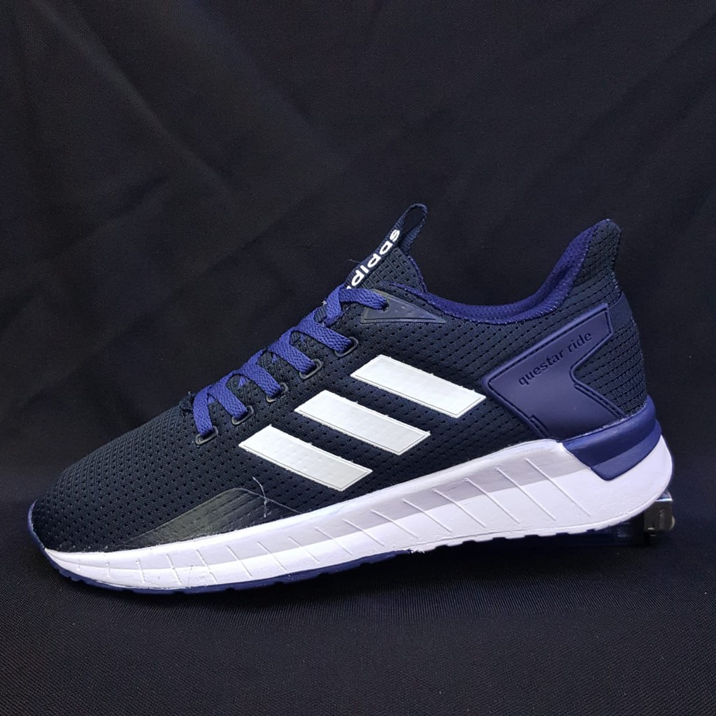 Sepatu Adidas Questar Ride Navy White Dongker Putih Import Vietnam Sneakers Sekolah Kuliah Kerja