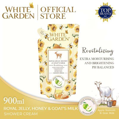 WHITE GARDEN Shower Cream Goat's milk 900ml Refill Sabun Cair