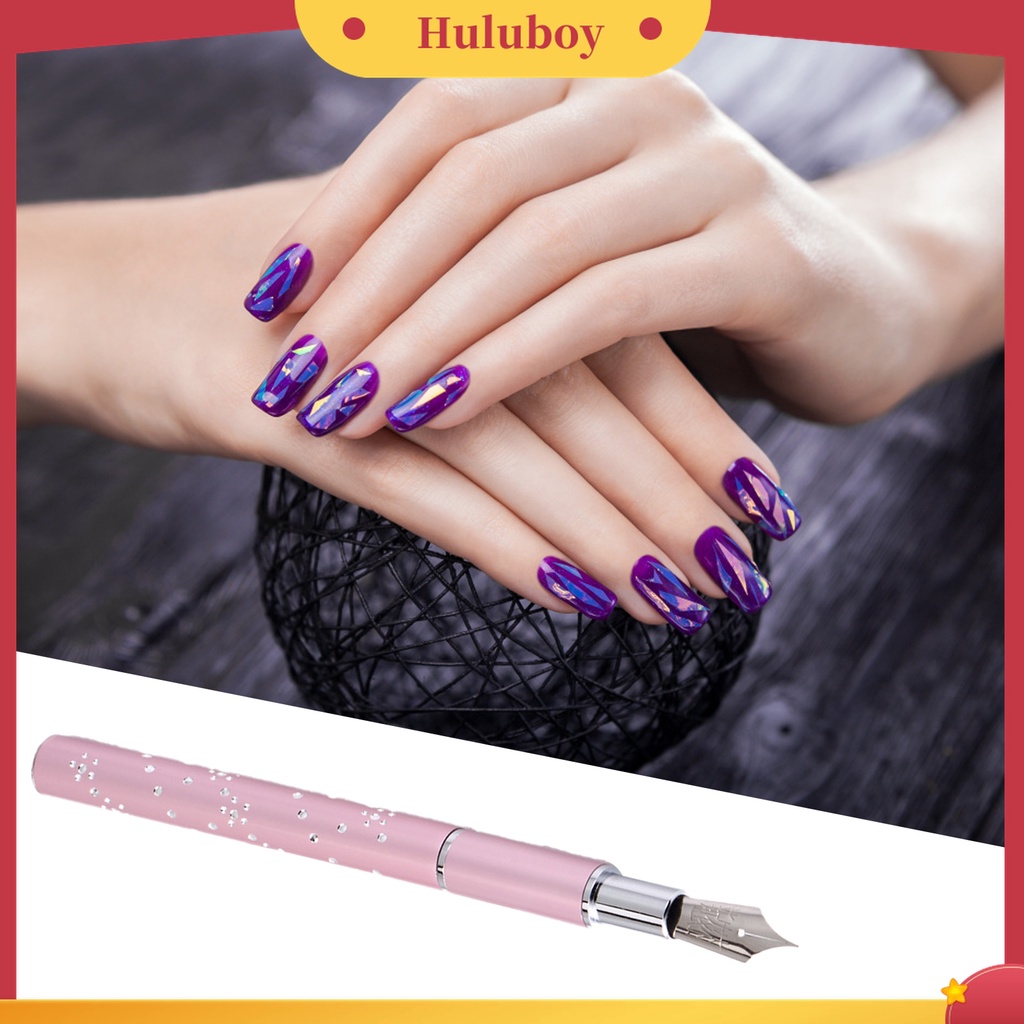 Huluboy Huluboy♡ 6pcs / Set Pen Dotting Kristal Berlian Metal Warna Pink Untuk Nail Art Profesional