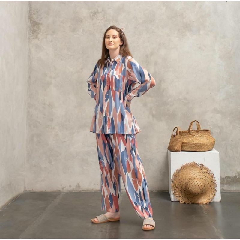 SETELAN PIYAMA WANITA PREMIUM HIGH QUALITY // LD 100 - 110 ONE SET RAYON MOTIF BARU // SET RAYON-Dara set