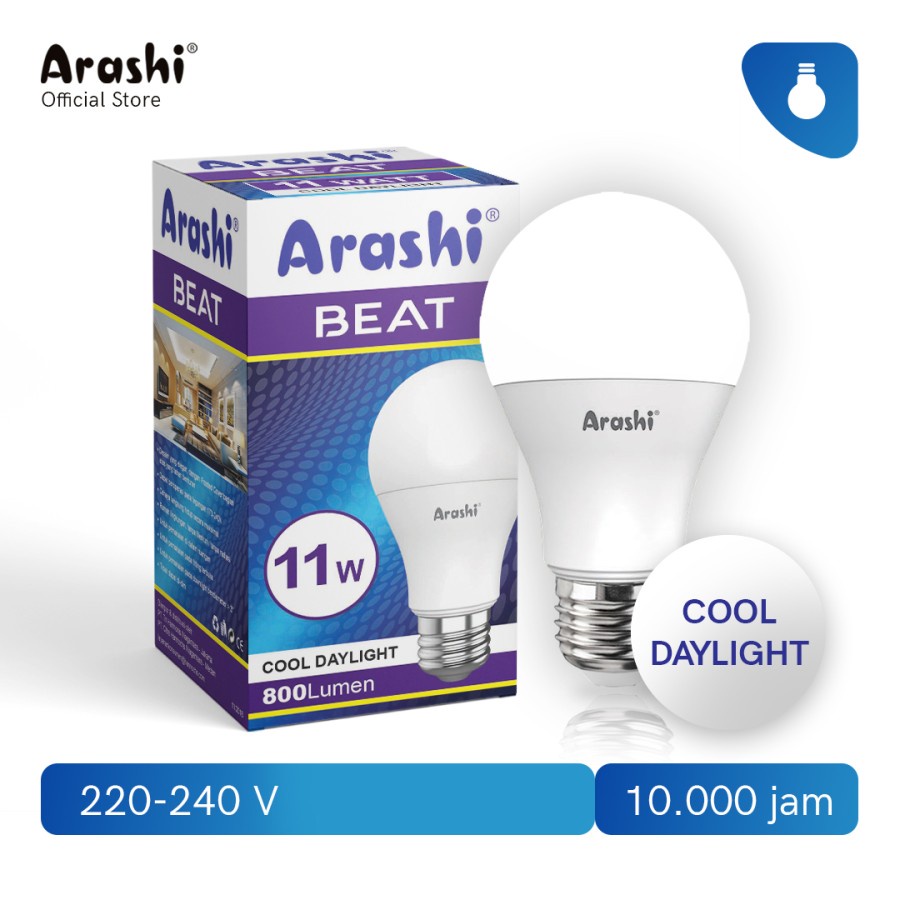 Lampu LED Arashi Beat 11 Watt LED Bulb Putih Murah Terang