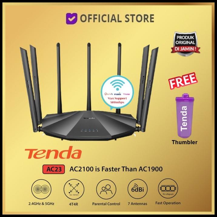 Tenda Ac23 Ac2100 Dual Band Gigabit Wifi Router Mu-Mimo Ac 23 Ac 2100