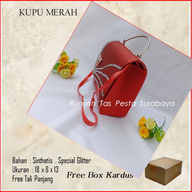 Tas Slempang,Tas Etnik,Tas Kekinian,KUPU MERAH