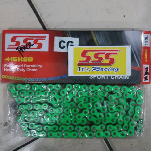Rantai rantai sss 415 130 hijau scorpio vixion megapro cb150r verza jupiter rx king fiz r cs1 ninja