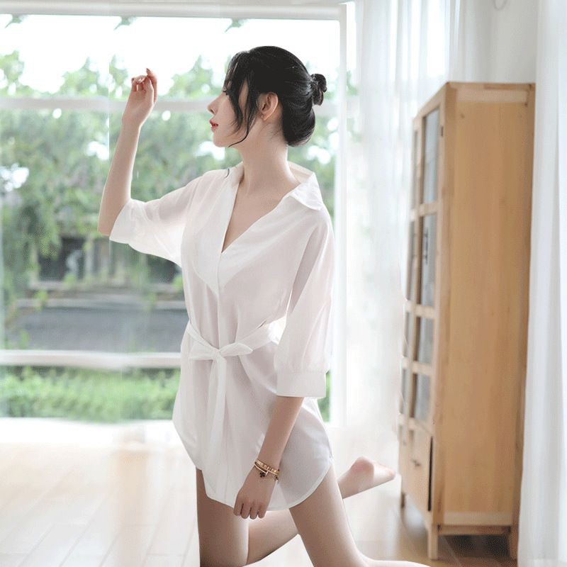 Long Night Sexy Baju Kemeja Transparan Wanita Seksi