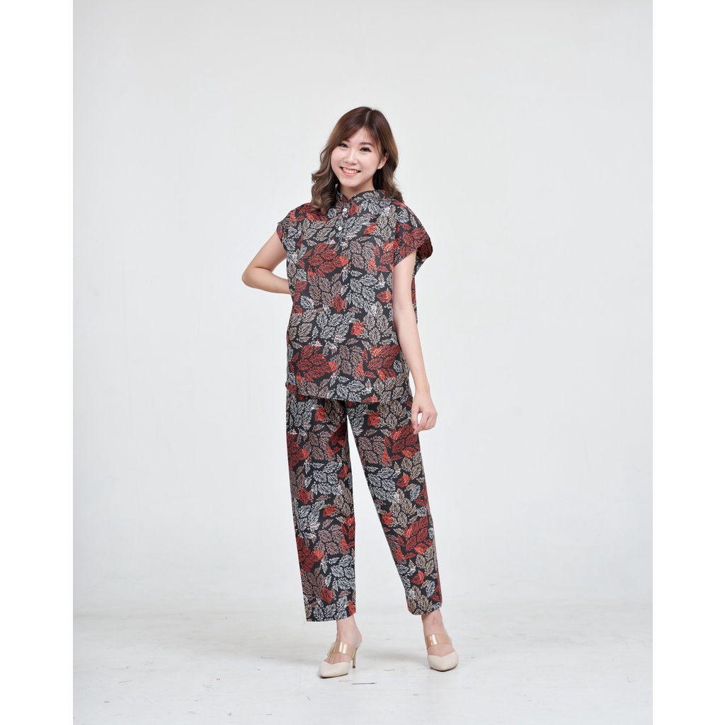IZANY Piyama Dewasa Daily Set / One Set Aeon all size Lengan Pendek Allsize-HAZEL RED