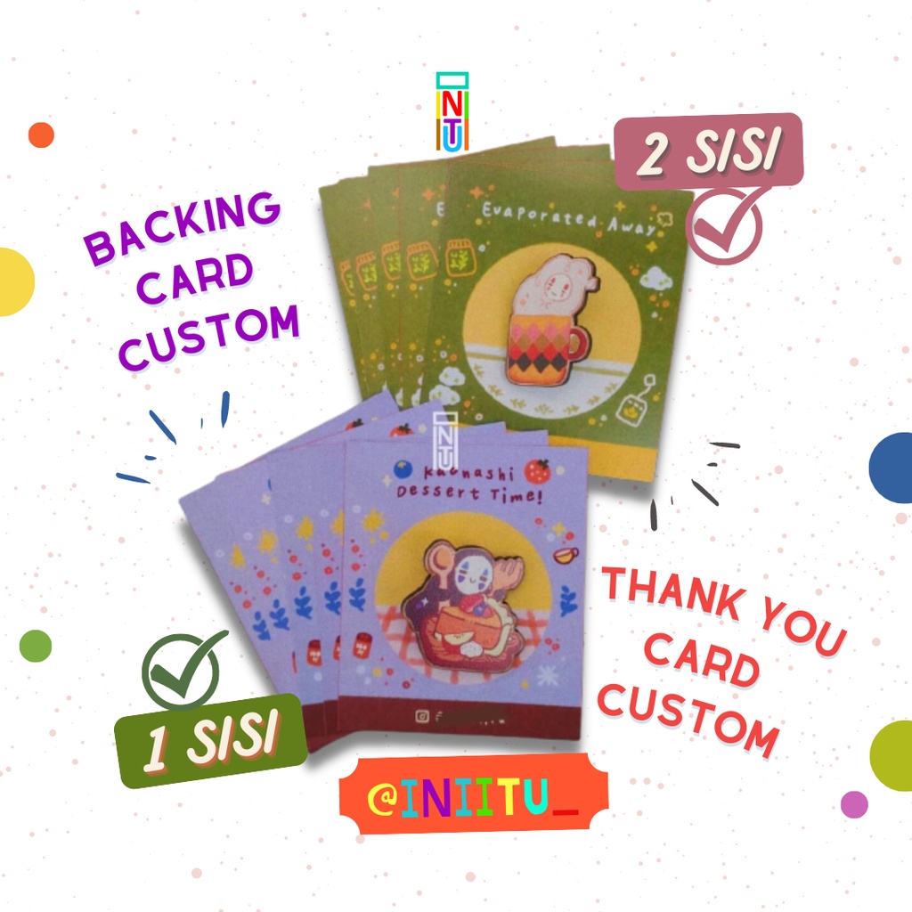 

custom backing card 1 atau 2 sisi • Alas Packaging - custom thank you card | extra backing cards | custom artpaper jasmine hammer bc tik