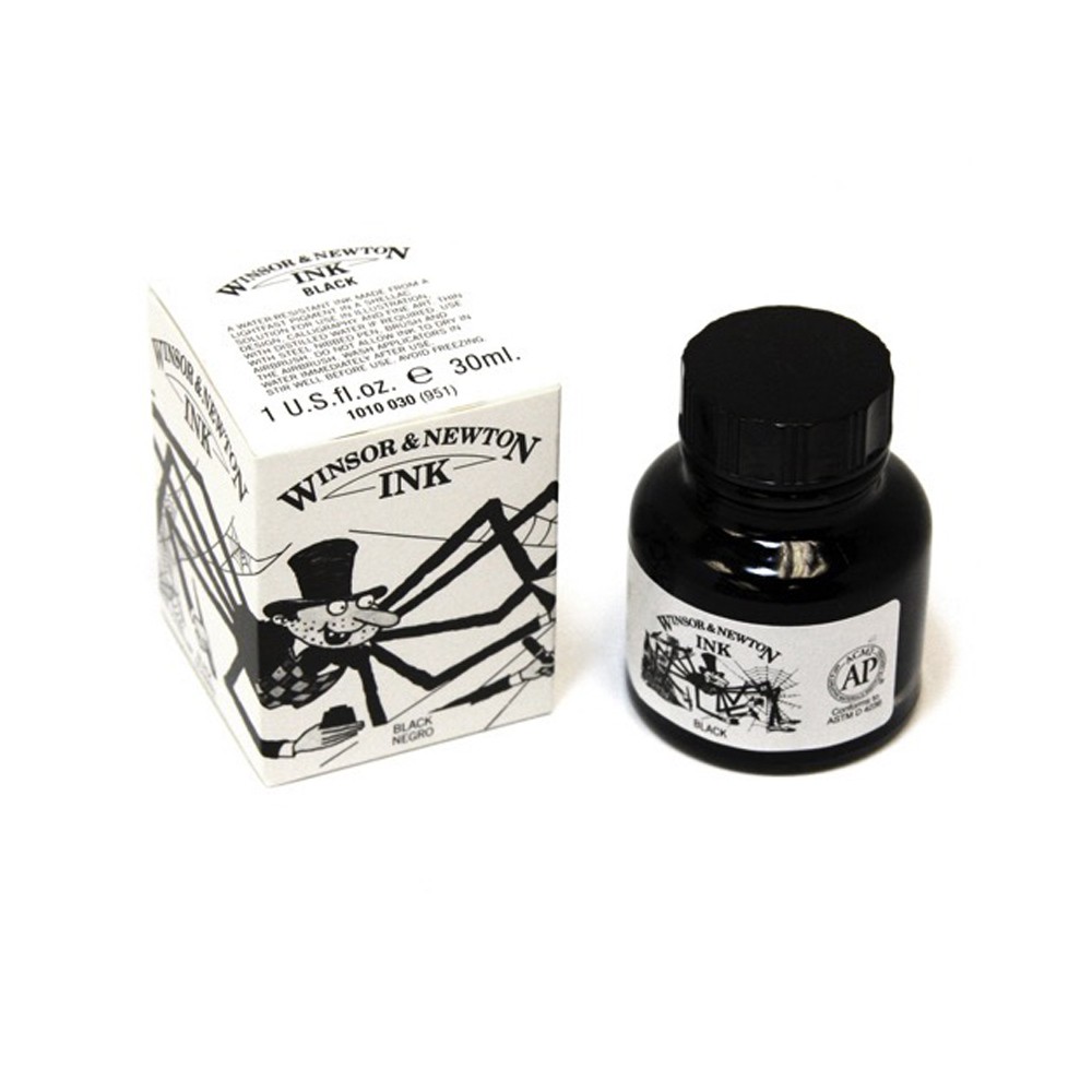 

Winsor & Newton Black Indian Ink 30ml / Tinta Waterproof Hitam