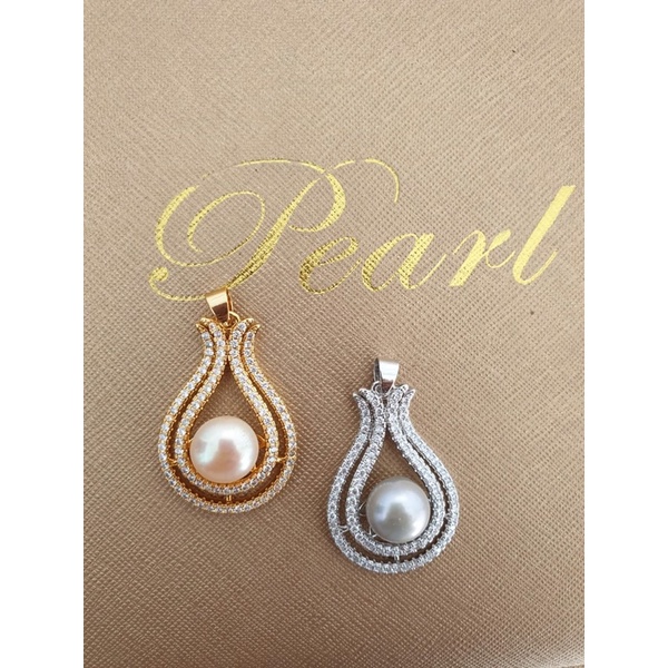 liontin rodium lapis emas mutiara air tawar