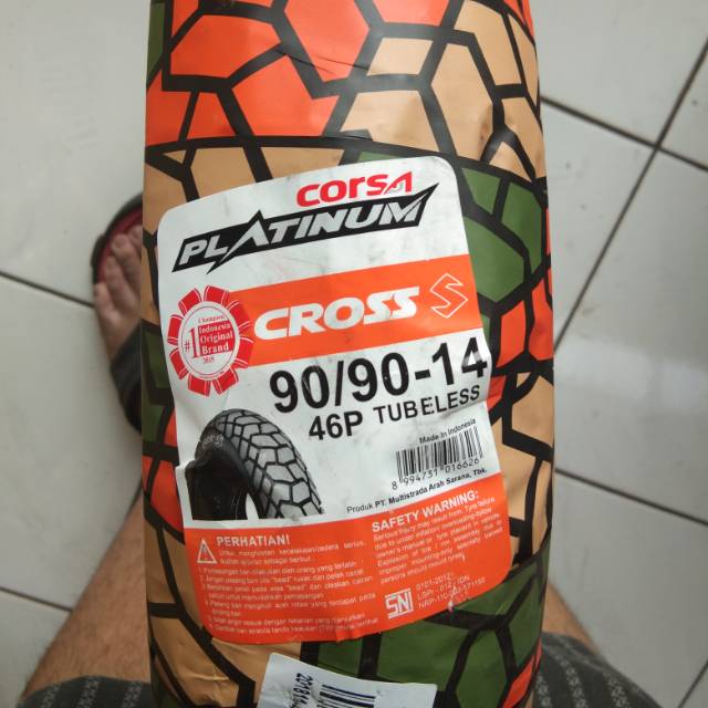 CORSA 90/90-14 CROSS S BAN MOTOR MATIC BELAKANG (SEMI TRAIL) TUBELES