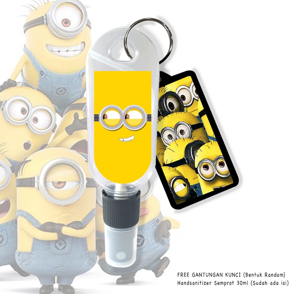 (FREE GANTUNGAN KUNCI) HAND SANITIZER SPRAY GAMBAR MINIONS / 100% REAL PICTURE / SUDAH INCLUDE ISI