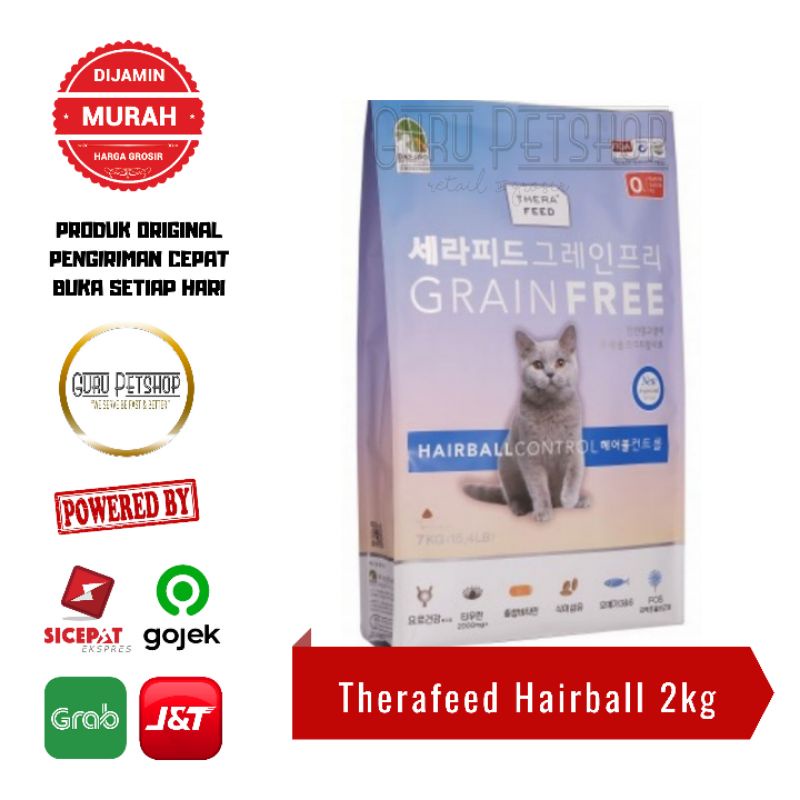 Makanan Kucing Therafeed Hairball Control 2kg Freshpack Grainfree Thera Feed Hairball 2kg