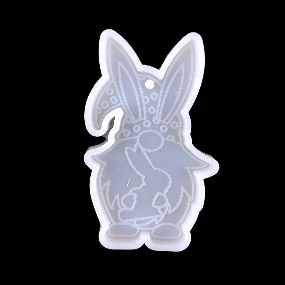 PREVA Easter Rubbit Mold Pendant Resin Crafts Hanging Tags Silicone Moulds Dwarf Cake Tools Bunny Mold