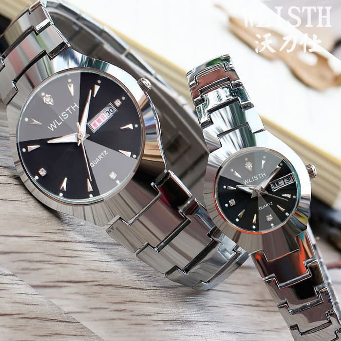 WLISTH Jam tangan quartz Pasangan Simple Coffee Emas couple waterproof
