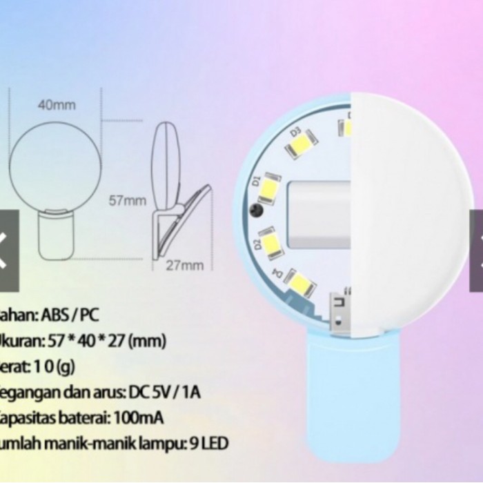 LED LAMPU SELFI 3MODE RING LIGHT , LAMPU SELFI MINI Q ,  PORTABLE SELFI RING LIGHT