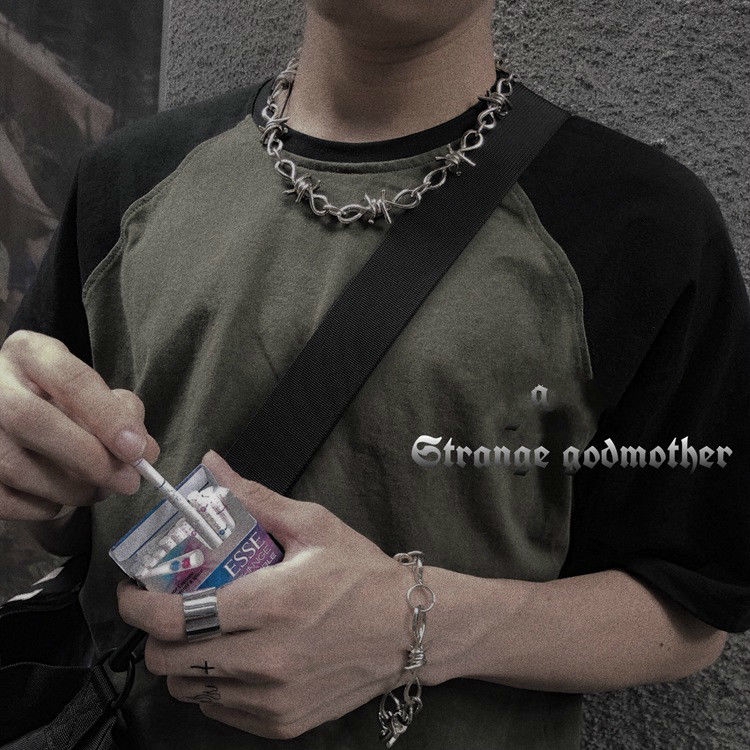 Kalung Dan Gelang Duri Gaya Hipster Hip Hop