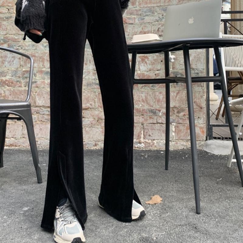 ♀ HanaFashion - Meredith Velvet Slit Pants Celana Panjang Bludru Velvet Wanita Murah- LP089 ❅