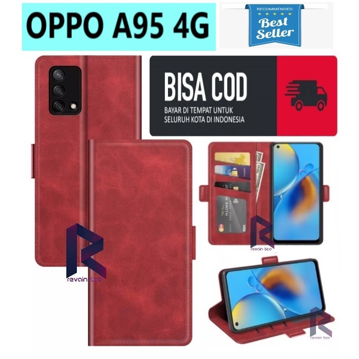 NEW OPPO A95 4G FLIP WALLET LEATHER KULIT PREMIUM SARUNG BUKA TUTUP FLIP CASE OPPO A95 4G