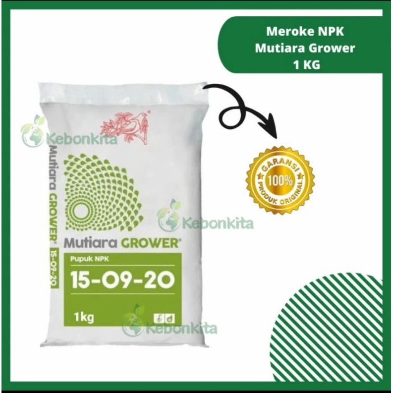 Jual Pupuk Meroke NPK Mutiara Grower 15-09-20+TE Kemasan Pabrik 1kg ...