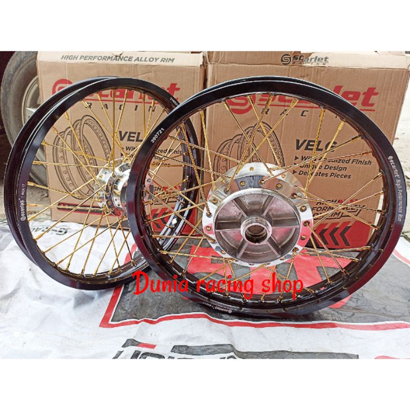 Paketan Velg pelek Scarlet Vixion new Vixion old Jupiter Mx RX king Mx king F1ZR Mx 135 NJMX Vega ZR Jupiter Vega R Karisma Supra 125 Blade Velg Pelek Lingkaran Scarlet 140 160 185 215 17