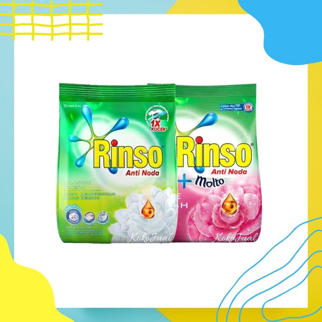 

Rinso Detergen Bubuk Anti Noda 770 Gram | Tersedia 2 Varian Rinso Rose Fresh & Classic Fresh
