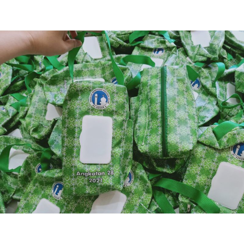 POUCH TISSUE 3in 1 custom ( tempat tisu basah + tisu kering + handsaniitizer) min 2 lsn FREE DESAIN
