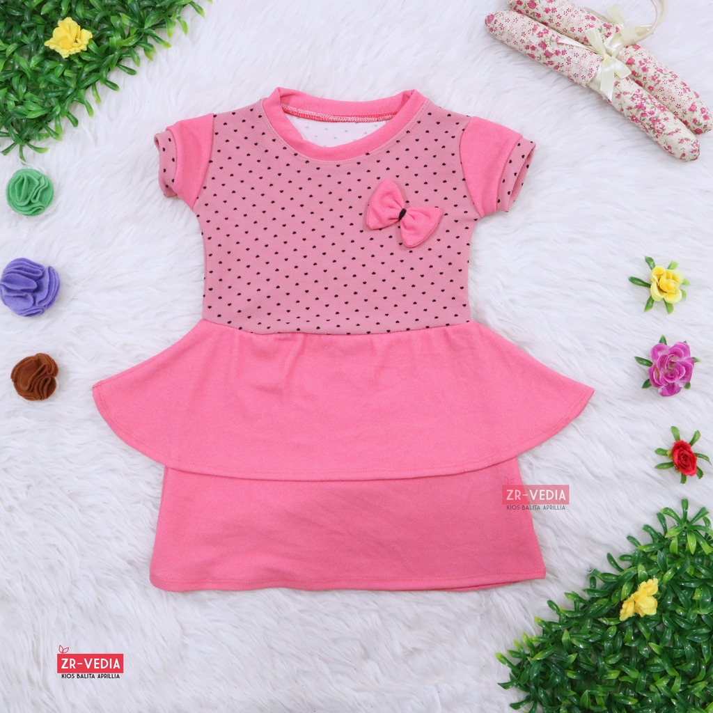 Dress Viona Lengan 1-4 Tahun / Dres Anak Perempuan Motif Lengan Pendek Baju Fashion Kids Pesta Adem